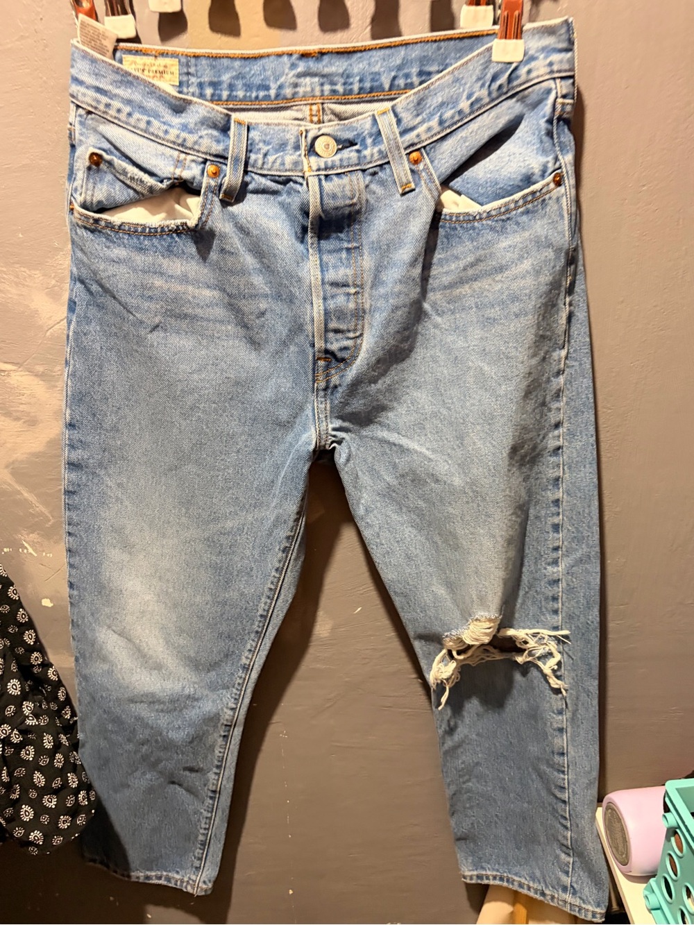 Levi's Light Blue Relaxed Fit Distressed Women's Jeans